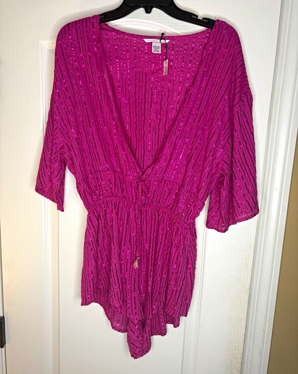 Victoria’s Secret Metallic Striped Swim Cover-Up Romper (NWT)